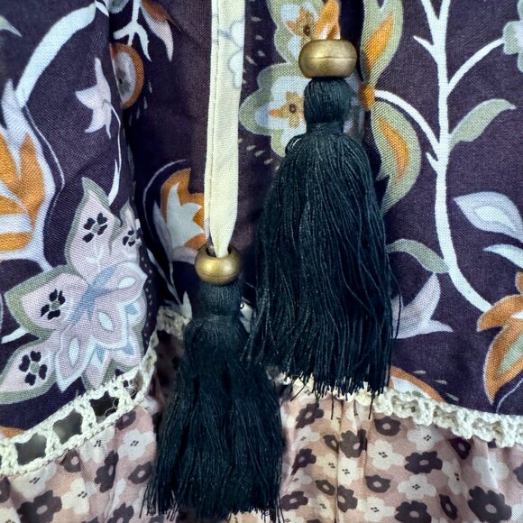 Gorgeous hippie / boho / gypsy floral maxi skirt with tassels - NEW WITH TAGS - Picture 2 of 6